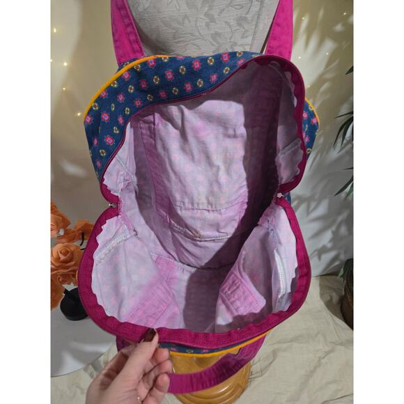 Vtg 80s 90s Esprit Floral Weekend Duffel Tote Bag Large Double Shoulder Strap - Picture 7 of 12